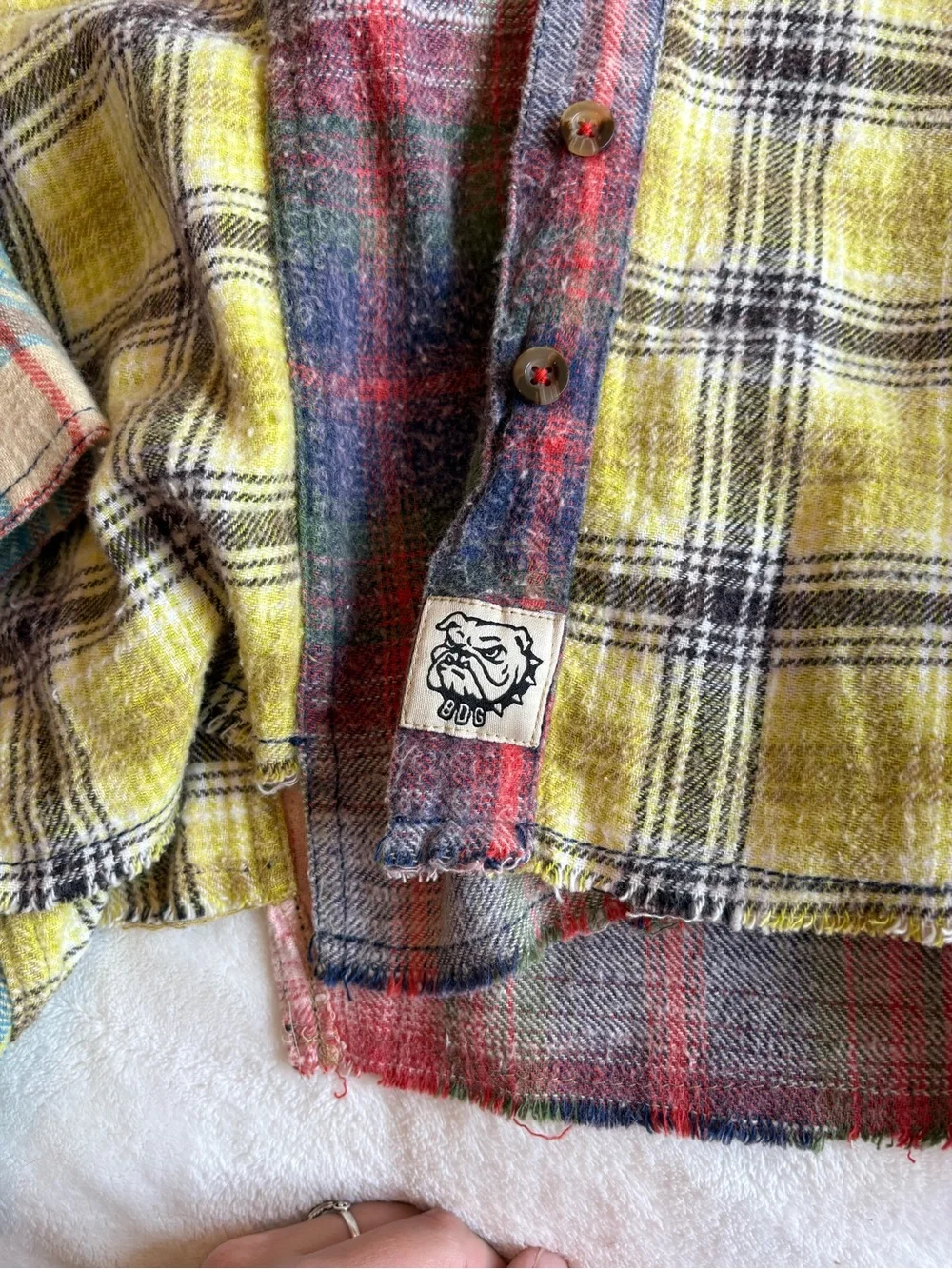 BDG Patchwork Plaid Flannel Shirt in Red, colorful, oversized - Picture 2 of 4